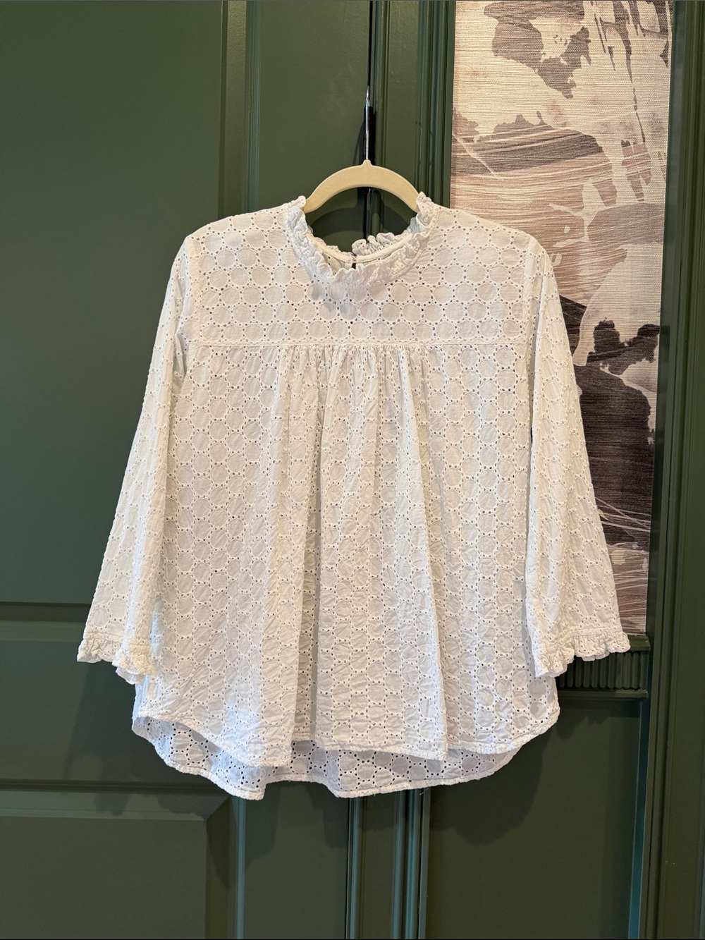 Tribe Alive Eyelet Peasant Blouse - 3/4 Sleeve